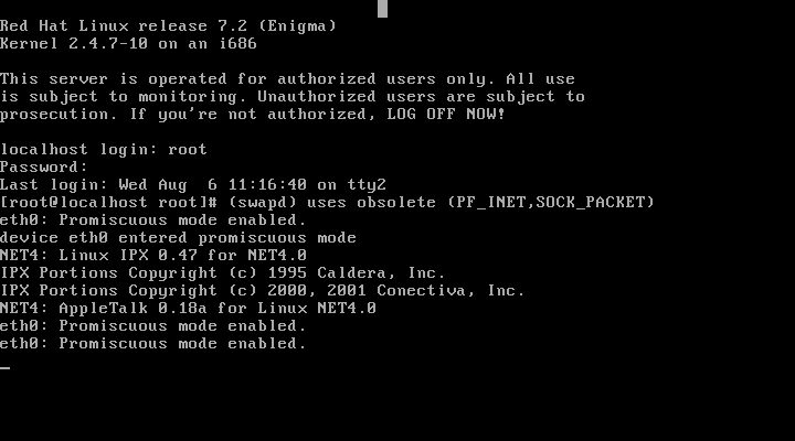 Screenshot of console