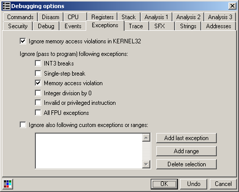 Debugging
options